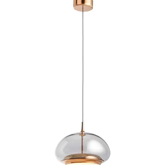 Avalon LED Pendel - Smoked Glas med Rose Gold Detaljer (Loom Design)