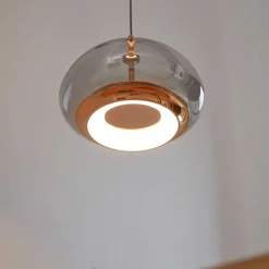 Avalon LED Pendel - Smoked Glas med Rose Gold Detaljer (Loom Design)