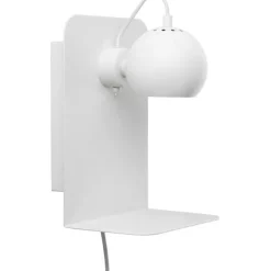 Ball Væglampe m. Hylde + USB-opladning - Mat Hvid