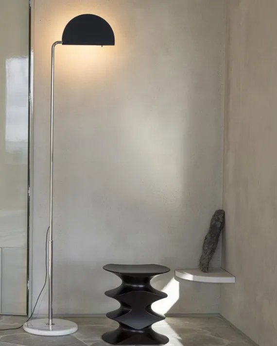 DCWéditions Mezzaluna Gulvlampe - White Marble / Blue