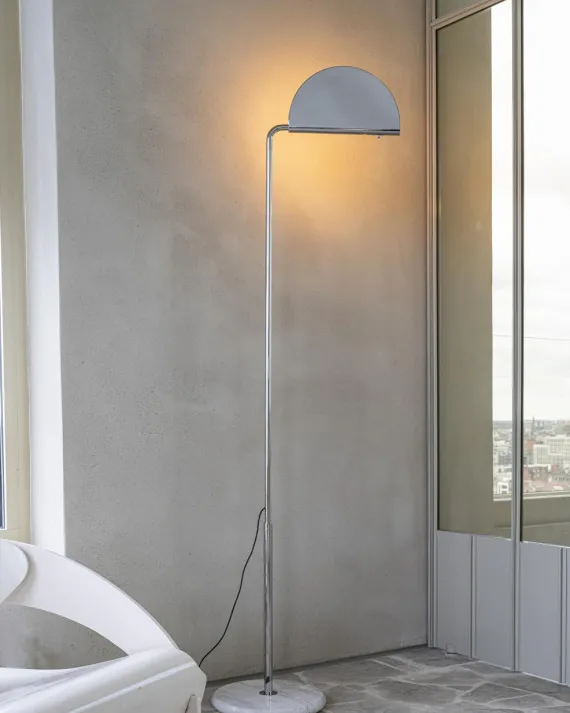DCWéditions Mezzaluna Gulvlampe - White Marble / Chrome