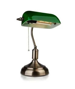 Klassisk skrivebordslampe med grønt glas - vintage stil
