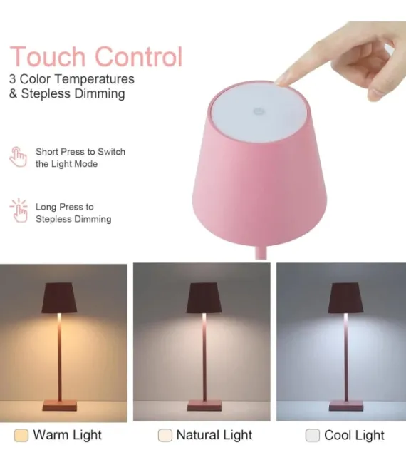 LED bordlampe Inde/ude - Pink, touch dæmpbar, CCT, IP54 udendørs - Lampeagenten