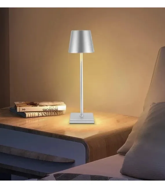 LED bordlampe Inde/ude - Stål/Sølv, touch dæmpbar, CCT, IP54 udendørs - Lampeagenten