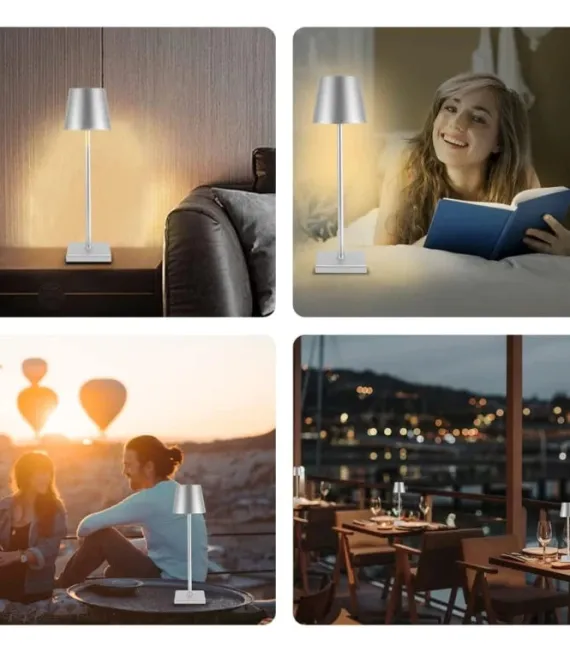 LED bordlampe Inde/ude - Stål/Sølv, touch dæmpbar, CCT, IP54 udendørs - Lampeagenten