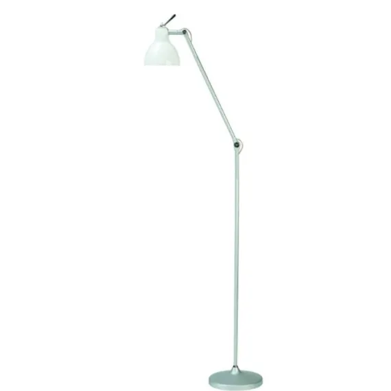 Luxy F1 Gulvlampe - Aluminium med blank hvid skærm | Rotaliana