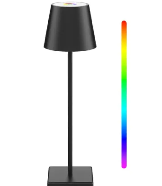Opladelig LED Bordlampe - Indendørs/Udendørs (RGB, Touch, IP54, Sort)