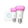 Philips Hue Color start­sæt - 2× E27-pærer + Hue Bridge
