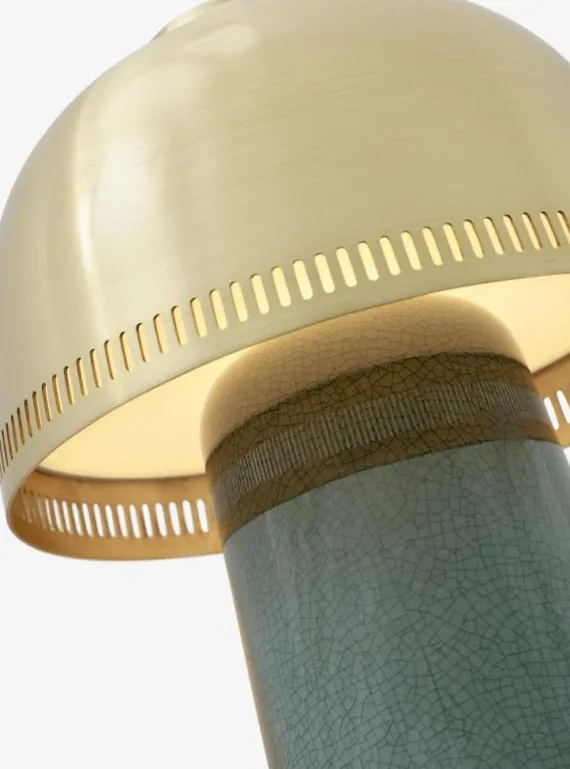 RAKU SH8 - PORTABLE BORDLAMPE - BLÅGRØN OG MESSING