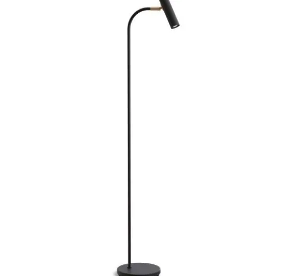 Slender - Gulvlampe - Sort struktur & messing | Belid