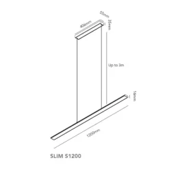 SLIM LANGBORDSPENDEL L120 SORT LED