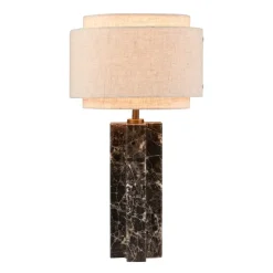 TAKAI BORD E27 BRUN MARMOR/ BEIGE SKÆRM