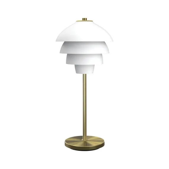 Valencia Ø18 - bordlampe - Mat hvid med messingdetaljer