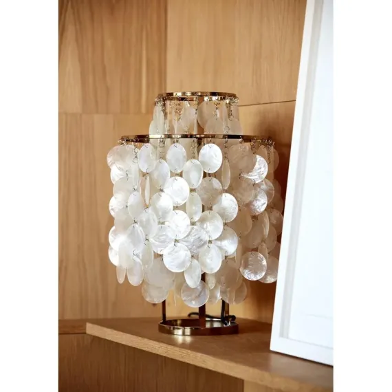 Verpan Fun 2TM Bordlampe - Brass/Messing & Perlemorsskaller | Skulpturel Design