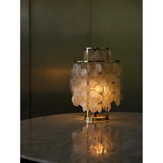 Verpan Fun 2TM Bordlampe - Brass/Messing & Perlemorsskaller | Skulpturel Design